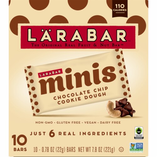 Larabar Chocolate Chip Cookie Dough Mini Bar Gluten Free Vegan Bar Perspective: right