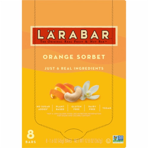 Larabar Gluten Free Vegan Orange Sorbet Mini Fruit & Nut Bars Healthy Snacks Perspective: right