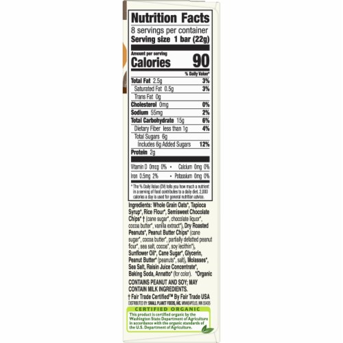 Cascadian Farm™ Organic Peanut Butter Chocolate Chip Kid's Size Chewy Granola Bars Perspective: right