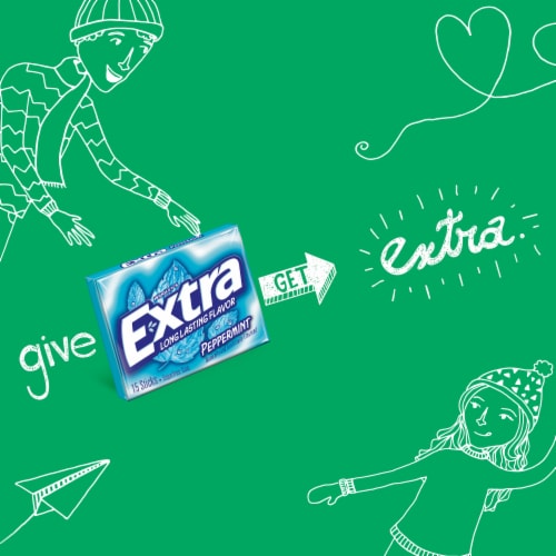 Extra Gum Peppermint Sugar Free Chewing Gum Single Pack Perspective: right