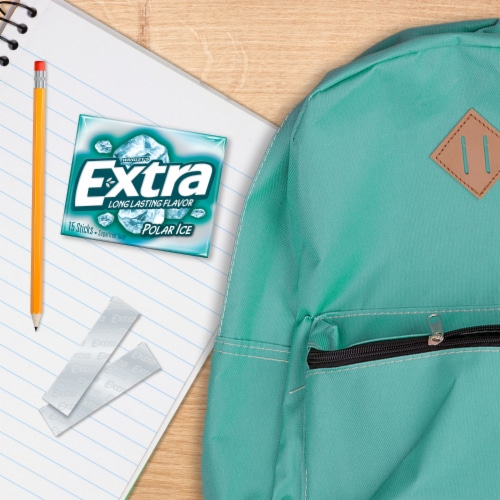 Extra Gum Polar Ice Sugar Free Chewing Gum Single Pack Perspective: right