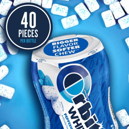 Orbit Gum White Peppermint Sugar Free Chewing Gum Bottle Perspective: right