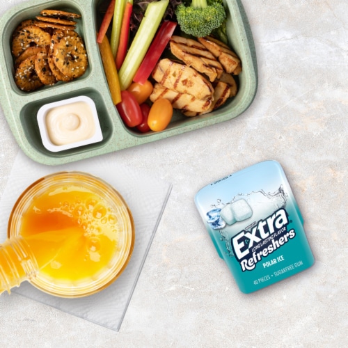 Extra Gum Refreshers Polar Ice Sugar Free Chewing Gum Bottle Perspective: right