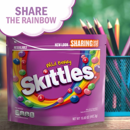 Skittles Wild Berry Chewy Candy Sharing Size Bag Perspective: right