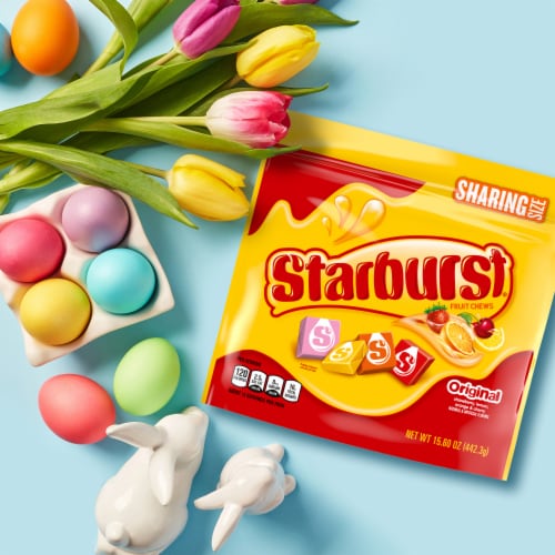 Starburst Original Fruit Chews Chewy Easter Candy Sharing Size Bag Perspective: right