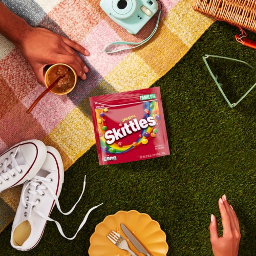 Skittles Original Chewy Summer Candy Family Size Bag Perspective: right