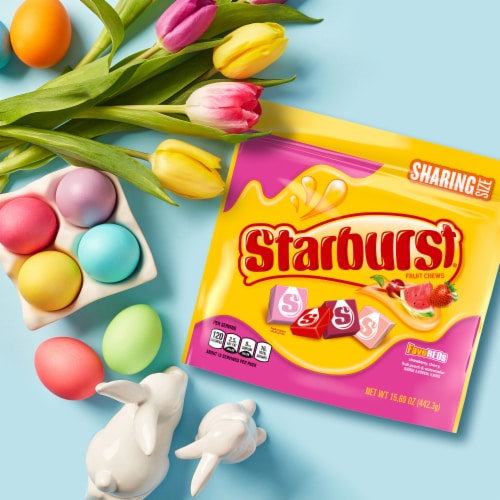 Starburst FaveREDS Fruit Chews Chewy Easter Candy Sharing Size Bag Perspective: right