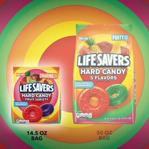Life Savers Fruit Variety Hard Candy Individually Wrapped Sharing Size Bag Perspective: right