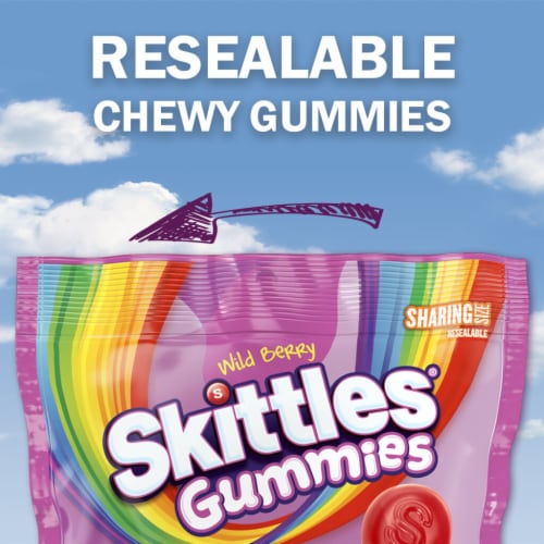 Skittles Gummies Wild Berry Gummy Candy Sharing Size Bag Perspective: right