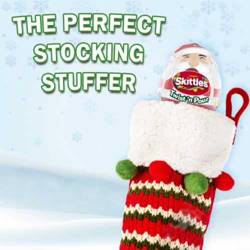 Skittles Holiday Original Twist'n Pour Chewy Christmas Candy Dispenser Perspective: right