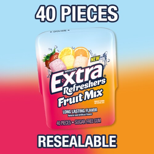 Extra Refreshers Fruit Mix Sugar Free Chewing Gum Bottle Perspective: right