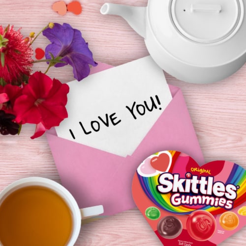 Skittles Gummies Original Valentine's Day Gummy Candy Heart Box Perspective: right
