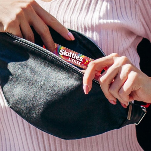 SKITTLES Original Littles Chewy Candy Share Size Mega Tube Perspective: right