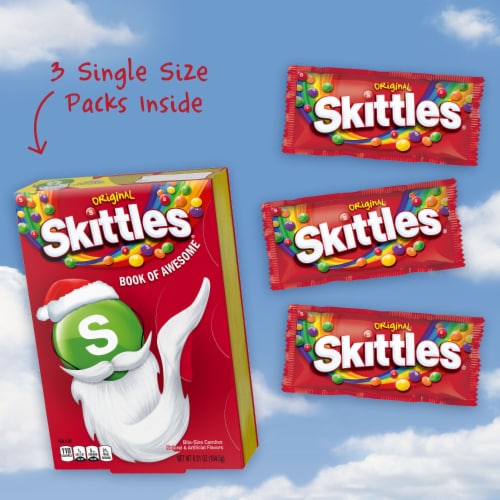 Skittles Original Book of Awesome Chewy Christmas Candy Box Perspective: right
