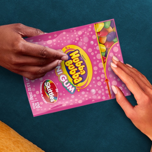 Hubba Bubba Minis Skittles Flavored Bubble Gum Bag Perspective: right