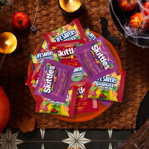 Skittles Life Savers Gummies Life Savers Big Ring & More Halloween Candy Bulk Bag Perspective: right