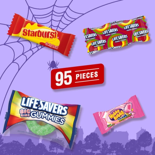 Starburst Life Savers Hubba Bubba & Life Savers Gummies Halloween Candy Assortment Bulk Bag Perspective: right