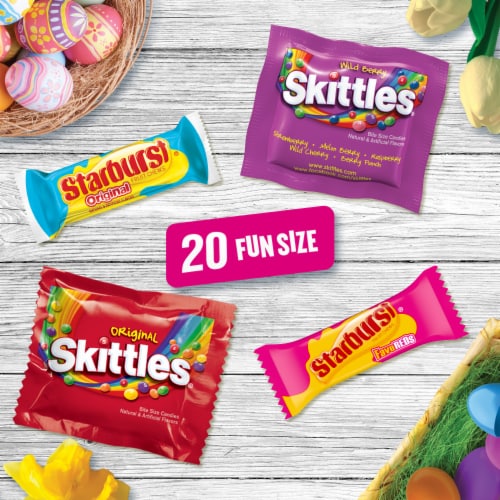 Skittles & Starburst Fun Size Chewy Candy Easter Basket Stuffers Variety Pack Bulk Bag Perspective: right