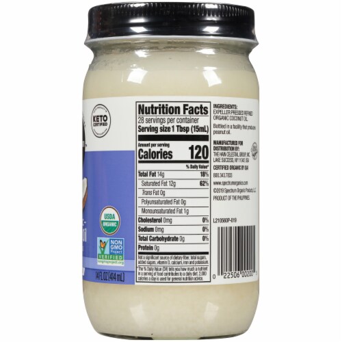 Spectrum Organic Refined Coconut Oil Perspective: right