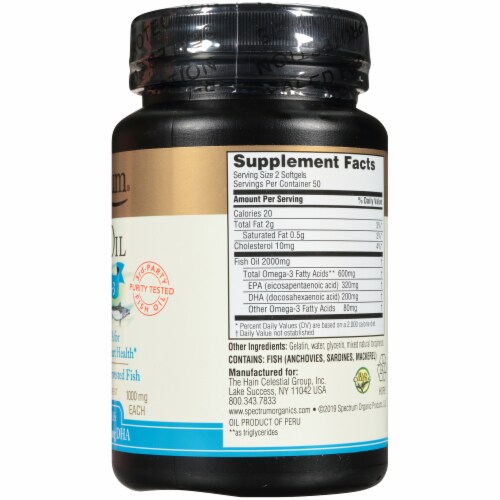 Spectrum® Essentials Fish Oil 1000mg Softgels Perspective: right