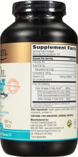 Spectrum Essentials® Fish Oil with Vitamin D Softgels 1000mg Perspective: right