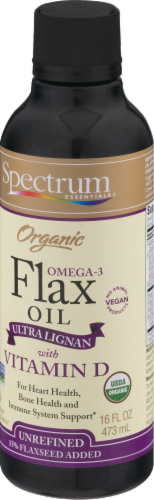 Spectrum Essentials Organic Flax Oil with Vitamin D Perspective: right