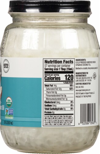 Spectrum™ Culinary Organic Unrefined Virgin Coconut Oil Perspective: right