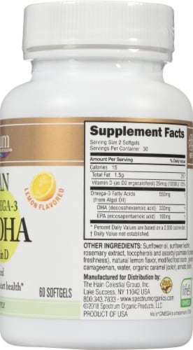 Spectrum Essentials® Vegan EPA + DHA Softgels Perspective: right