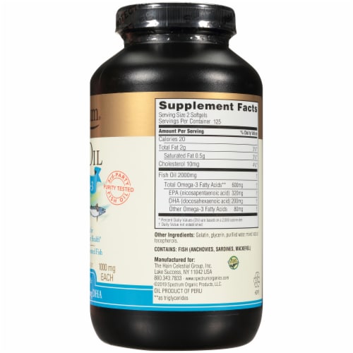 Spectrum® Fish Oil Softgels 1000mg Perspective: right