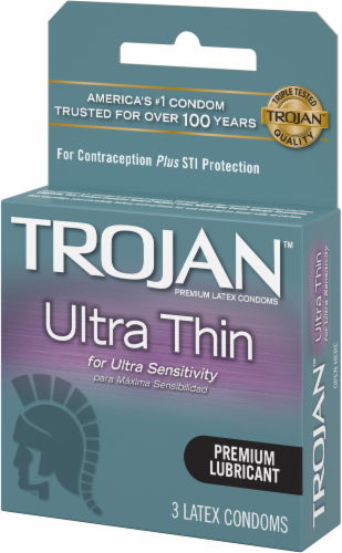 Trojan® Ultra Thin Lubricated Latex Condoms Perspective: right