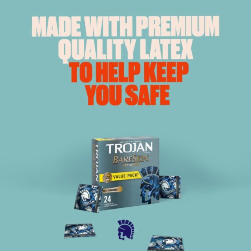 Trojan BareSkin Lubricated Thin Condoms Perspective: right