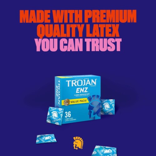 Trojan® ENZ Classic Reservoir Tip Lubricated Latex Condoms Perspective: right