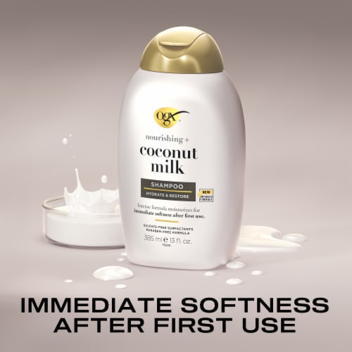 OGX Nourishing + Coconut Milk Shampoo, Hydrating & Restoring, Paraben-Free Perspective: right