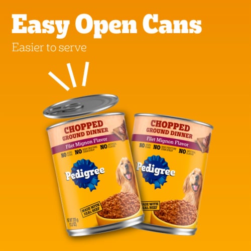 Pedigree Chopped Ground Dinner Adult Canned Soft Wet Dog Food Filet Mignon Perspective: right