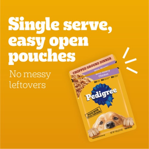 Pedigree Chopped Ground Dinner With Hearty Chicken Adult Soft Wet Dog Food Pouch Perspective: right