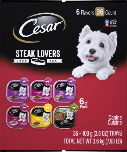 Cesar Classic Canine Cuisine Steak Lovers Wet Dog Food Variety Pack 36 Count Perspective: right