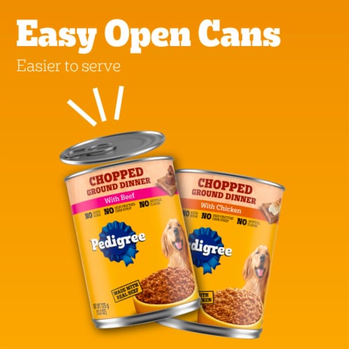 Pedigree Chopped Ground Dinner Adult Canned Soft Wet Dog Food Chicken and Beef Variety Pack Perspective: right