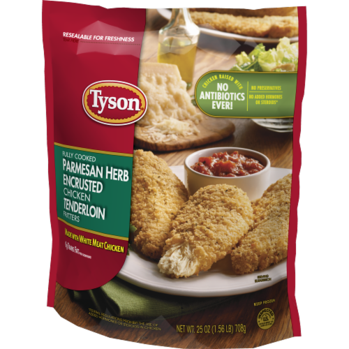 Tyson® Fully Cooked Parmesan Herb Crispy Frozen Chicken Strips Perspective: right