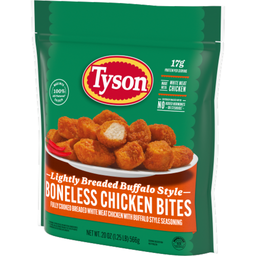 Tyson® Lightly Breaded Buffalo Style Frozen Boneless Chicken Bites Perspective: right