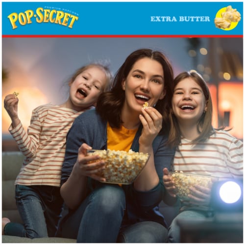 Pop Secret Microwave Popcorn Extra Butter Flavor 3.2 Oz Sharing Bags Perspective: right