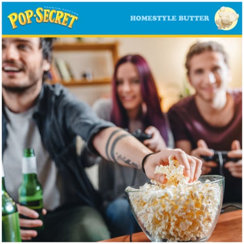 Pop Secret Microwave Popcorn Homestyle Butter Flavor 3.2 Oz Sharing Bags Perspective: right