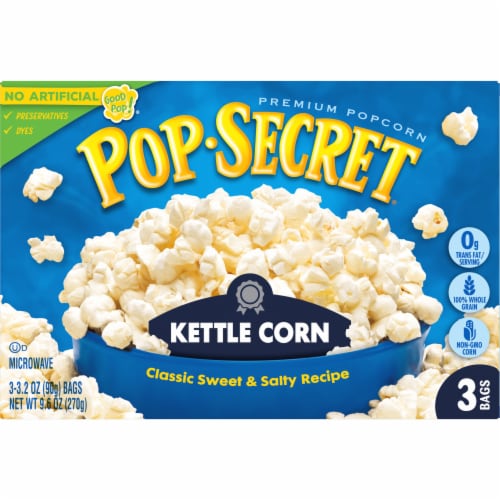 Pop Secret Popcorn Kettle Corn Microwave Popcorn 3.2 Oz Sharing Bags Perspective: right
