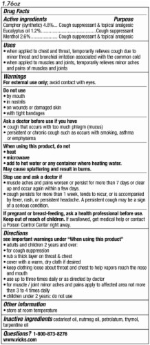 Vicks VapoRub Cough Suppressant Topical Analgesic Ointment Perspective: right
