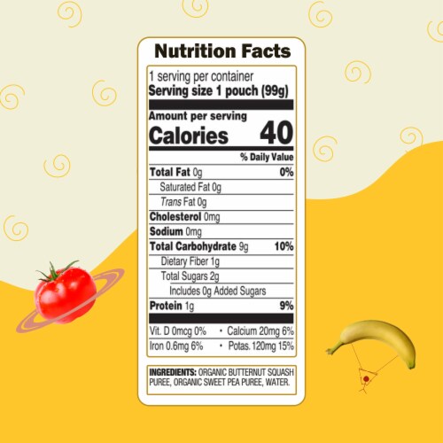 Earth's Best Organic Baby Food Squash and Sweet Peas Vegetable Puree Pouches Perspective: right