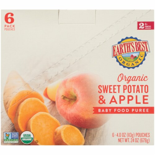 Earth's Best Organic Sweet Potato & Apple Stage 2 Organic Baby Food Puree Pouches 6 Count Perspective: right