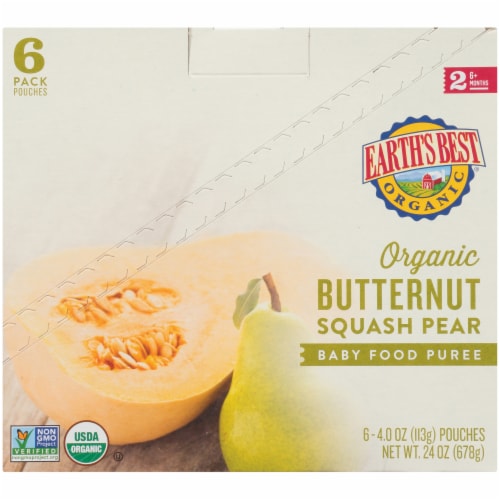 Earth's Best Organic Butternut Squash & Pear Stage 2 Organic Baby Food Puree Pouches 6 Count Perspective: right