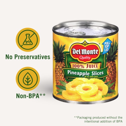 Del Monte® Sliced Pineapple in 100% Juice Canned Fruit Perspective: right