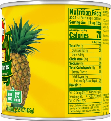 Del Monte® Canned Pineapple Chunks in 100% Juice Perspective: right