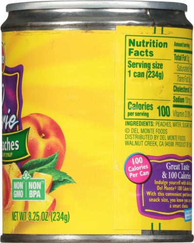 Del Monte 100 Calorie Sliced Peaches in Extra Light Syrup Perspective: right