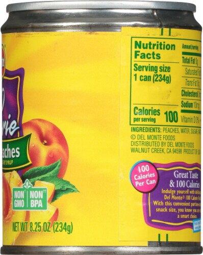 Del Monte 100 Calorie Sliced Peaches in Extra Light Syrup Perspective: right